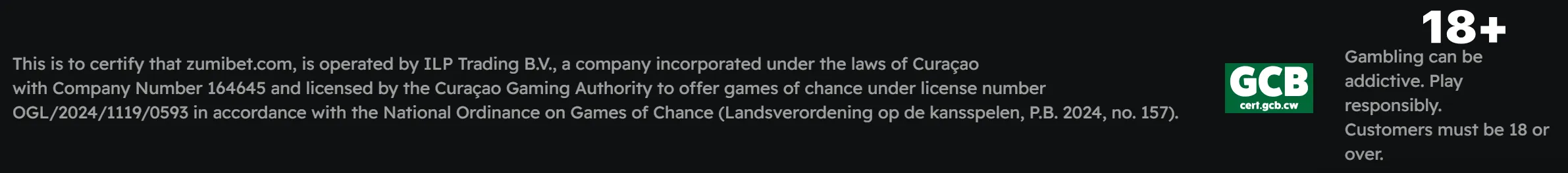 zumibet casino license